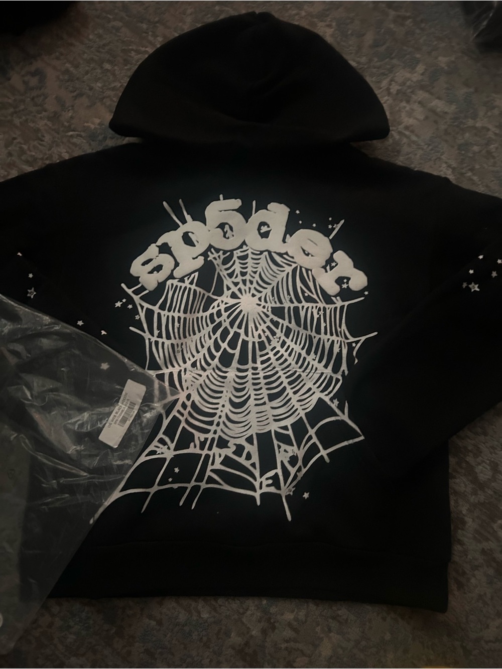Men's Black Spider Web Graphic Hoodie Sweater